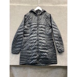 Eddie Bauer Parka Jacket Coat Womens M Black Puffer Down Hooded Outdoor Full Zip